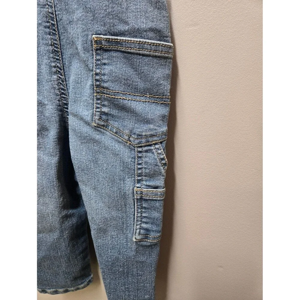 Oshkosh Overall Pants Striped Adjustable Straps Denim Jean Blue Toddler Boys 18m